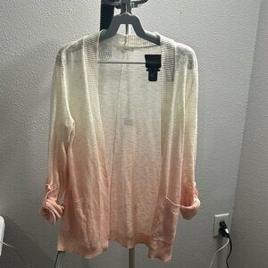 Lightweight cardigan. Size small, Maurice, cream and peach in color.